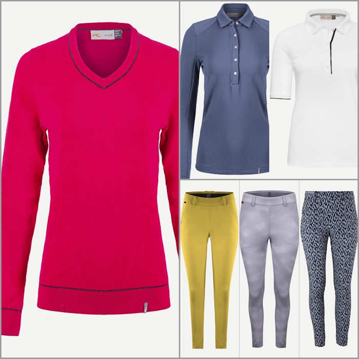 Kjus' offerings are light and bright, ranging from the Kick v-neck pullover to an assortment of Ice Light 7/8-length treggings.